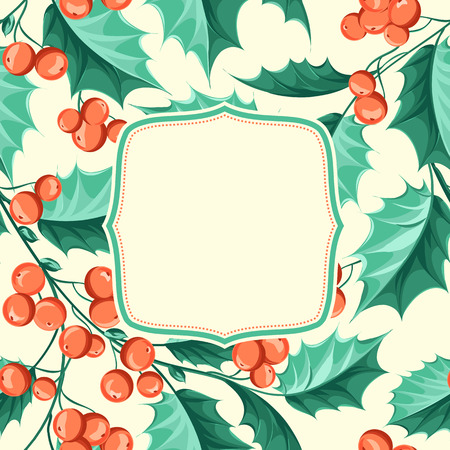 Christmas mistletoe pattern with text plate. Vector illustration.のイラスト素材