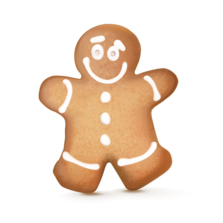 Gingerbread man on a white background. Gingerbread isolated over white background. Happy new year 2016. Holiday card. Vector illustration.のイラスト素材