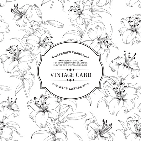 Vintage label card. Invitation card template for your holiday. Vector illustration.のイラスト素材