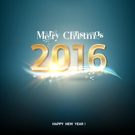 Happy new year card over blue background with golden spark. Vector illustration.のイラスト素材