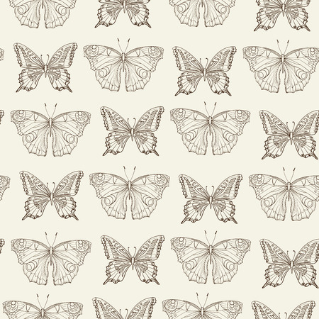 The seamless butterfly card. Beautiful black and white butterfly isolated over whiteのイラスト素材