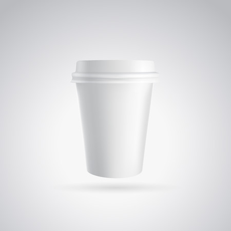 Paper coffee cup icon on a gray background. Coffee drinking cup. Vector illustration.のイラスト素材