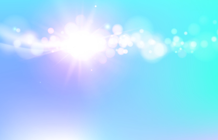 Abstraction of blue bokeh background. Shiny bright light over blue sky. Vector illustration.のイラスト素材