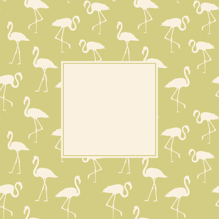 Tropical exotic background with white flamingos birds over green. Flamingo background design. Flamingo symbol of execution dreams. Background with flamingo pattern. Vector illustration.のイラスト素材