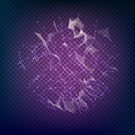 Polygonal form with dots and lines. Abstract futuristic background with dots and lines. Transparent background with polygonal network element. Vector illustration.のイラスト素材