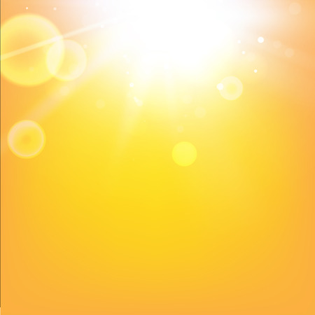 Brilliant orange sunrise over orange background with bright sun. Colorful smooth light lines background. Vector illustration.のイラスト素材