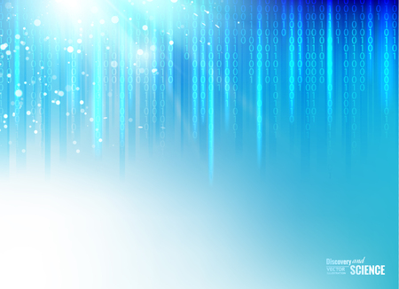Scince illustration of bigdata. Abstract binary code on deep blue background of Matrix style. Bigdata visualization. Vector illustration.のイラスト素材