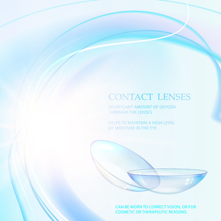 Science illustration for medical design. Contact eye lenses will care of your health. Vector illustration.の写真素材