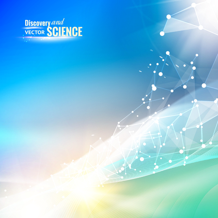 Mesh blue lights background. Abstraction for science presentations. Wireframe meshes polygonal element. Abstract futuristic background. Vector illustration.のイラスト素材