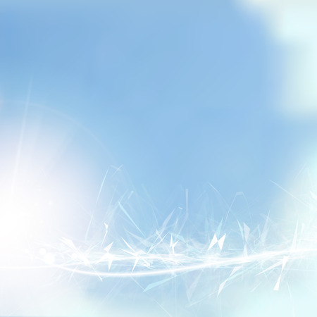 Abstract science illustration. Cristal wind or glowing poligonal flow over blue sky background. Nature ice illustration.の写真素材