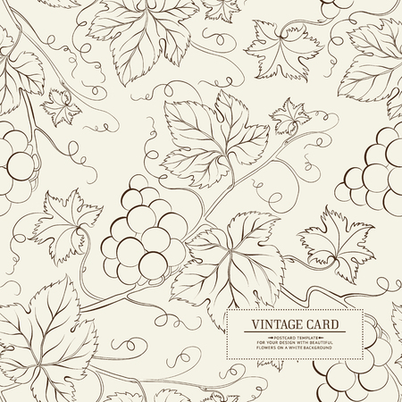 Label for a bottle of wine with a bunch of grapes in background. Vector illustration.のイラスト素材