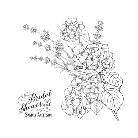 Floral garland of hydrangea. Vector illustrationのイラスト素材
