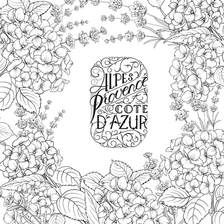 Floral garland of hydrangea. Vector illustrationのイラスト素材