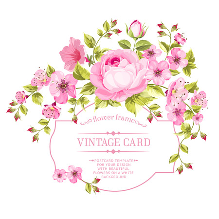 Spring flowers bouquet for vintage card. Vector illustration.のイラスト素材