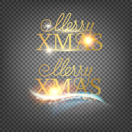 Christmas card with calligraphic text over transparent background. Merry Xmas greeting card. Vector illustration.の写真素材
