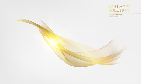 Abstract card with golden flow over gray background with golden sparks. Template for your design. Vector illustration.のイラスト素材
