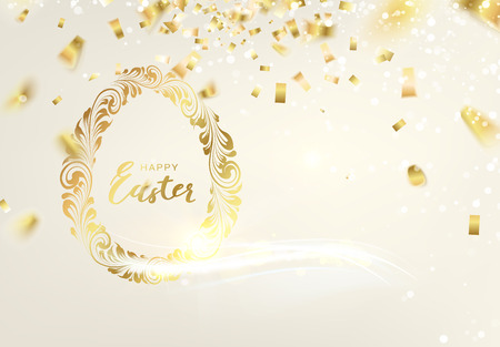Easter egg with curves of ribbon confetti.のイラスト素材