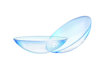Contact lens over the white background. Science illustration with eye care lenses. Vector illustration.のイラスト素材