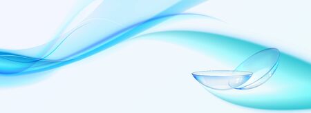 Blue contact lenses for your eye health. Medical illustration of blue science background and copy space. Vector illustration.のイラスト素材
