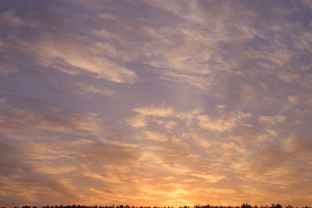 Cloudscape panorama over sunser sky.の写真素材
