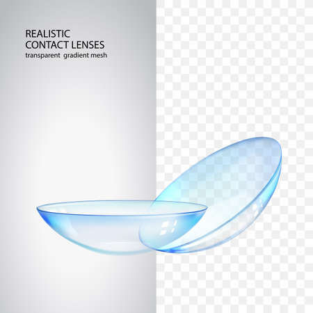 Two transparent contact lenses with reflections.のイラスト素材