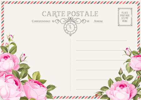 Vintage postcard background template. Vector illustrationのイラスト素材
