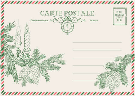 Ð¡hristmas vintage postcard template. Vector illustrationのイラスト素材