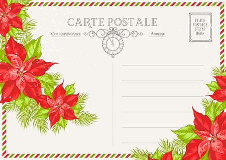 Ð¡hristmas vintage postcard template. Vector illustrationのイラスト素材