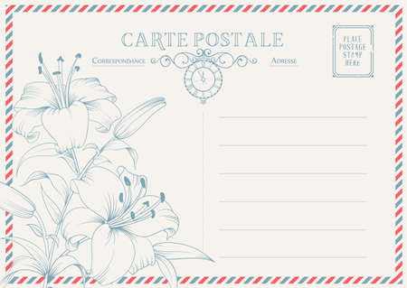 Vintage postcard background template. Vector illustrationのイラスト素材