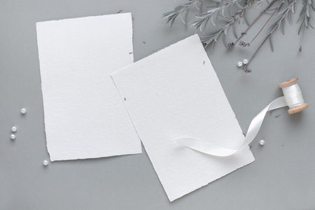 Romantic lavender mock up. Wedding invitation card.の写真素材