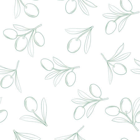 Seamless patternt branches of olives on white background.のイラスト素材