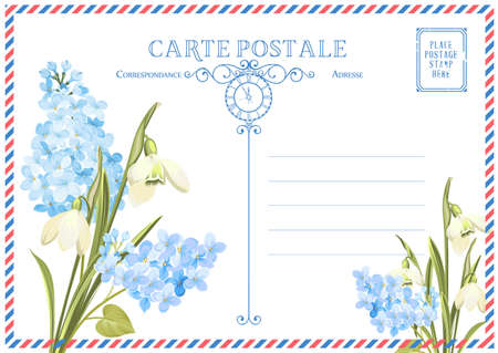 Vintage postcard background template. Vector illustrationのイラスト素材