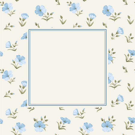 Vector illustration frames linen flowers. Floral botanical illustration.のイラスト素材