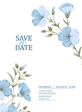 Wedding invitation. Floral linen hand-drawn illustration.のイラスト素材