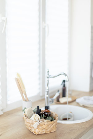 Bright kitchen interior. Scandinavian style. Provence furniture.の写真素材