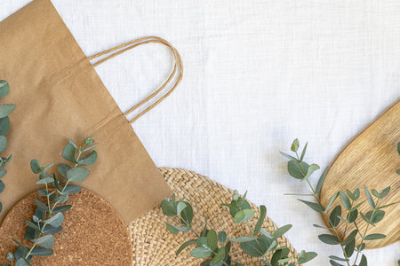 Top view tropical leaves on vibrant background. Summer flat lay composition.の写真素材