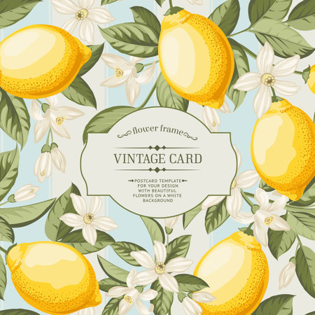 Italian Lemon Poster. Citrus Wall Art.のイラスト素材