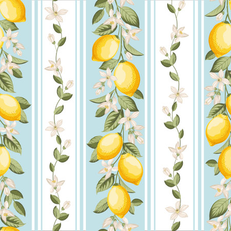 Seamless citrus pattern with lemons. Vector illustration.のイラスト素材