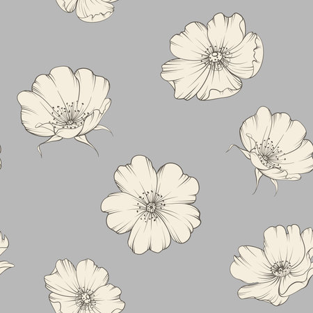 Bicolor rose floral pattern. Modern botanical designのイラスト素材