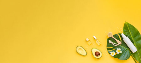 Dry skin cleaning with avocado.の写真素材