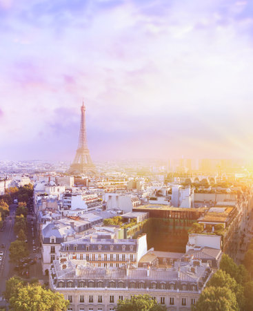 View of Eiffel tower and Paris.の写真素材