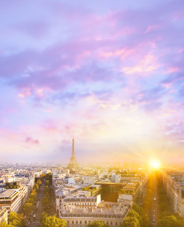 View of Eiffel tower and Paris.の写真素材