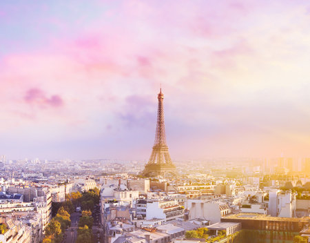 View of Eiffel tower and Paris.の写真素材