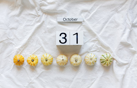 White Autumn Harvest Background. White flat lay with copy spaceの写真素材