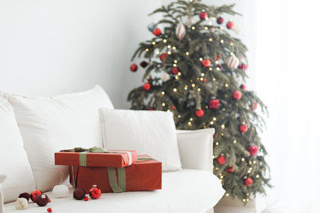 Red Christmas Decor Collection. Home Interiorの写真素材
