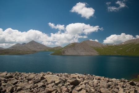 Kelitsad Lake view in summer, South Ossetiaの写真素材