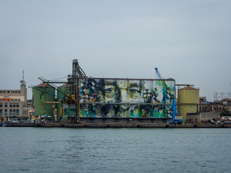 Graffiti on the dock wall in Catania, Italyのeditorial素材