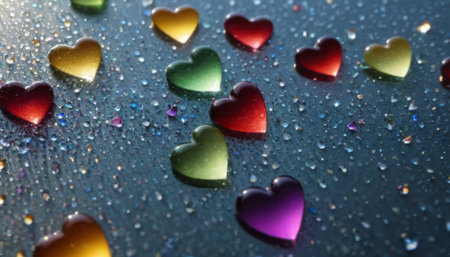 Rainbow Hearts Amidst Falling Crystalsの素材