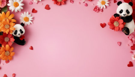 Signed Happy Valentine Day with Flowersの素材