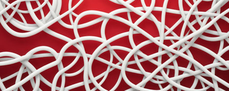 Knotted Shapes in Red Floral whiteの素材